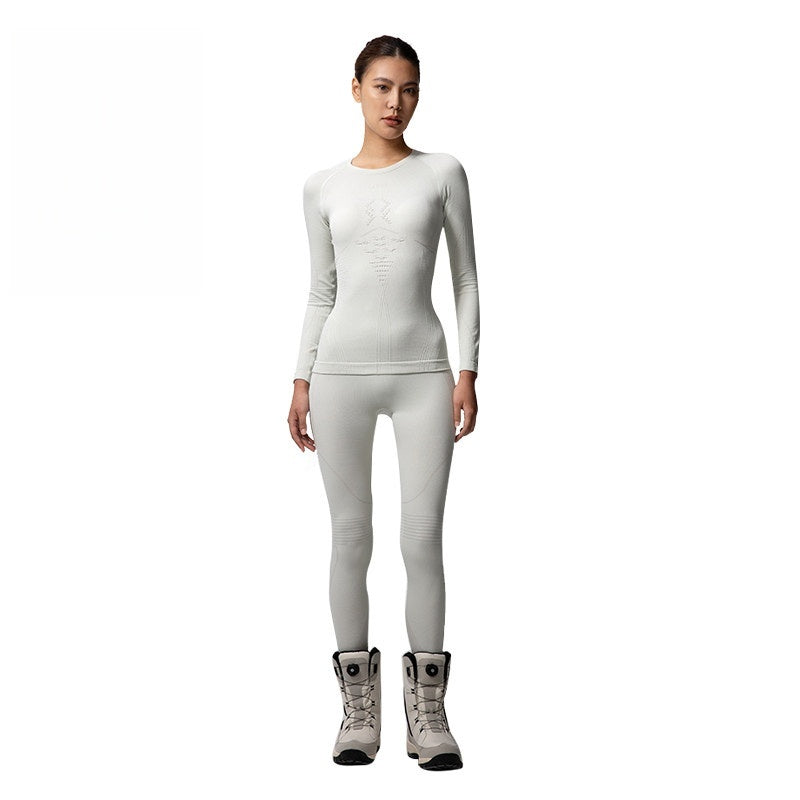UTO Low-Neck Wool Quick-Dry Women's Outdoor Sports Ski Base Layer Thermal Set