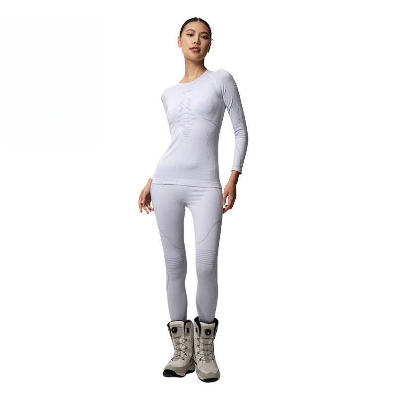UTO Low-Neck Wool Quick-Dry Women's Outdoor Sports Ski Base Layer Thermal Set