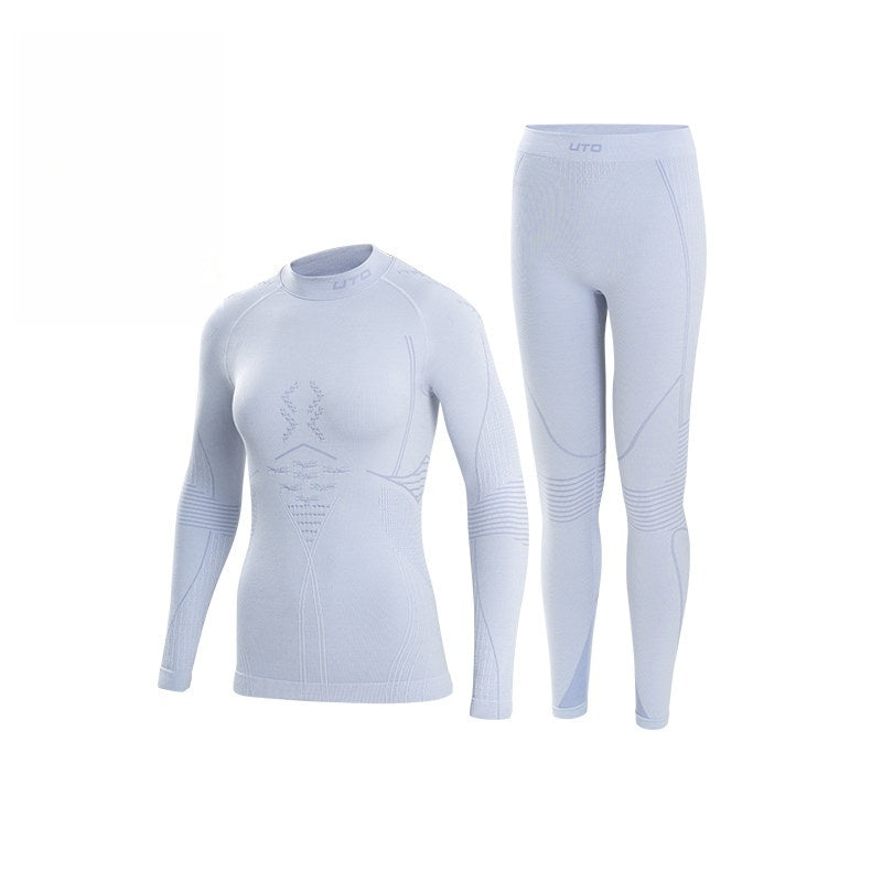 UTO Women's High-Neck Wool Quick-Dry Base Layer Set for Outdoor Sports and Skiing